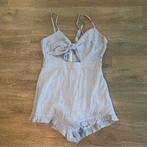 Stella Laguna Beach Short Shorts Romper Striped Tie Front Womens Size Small